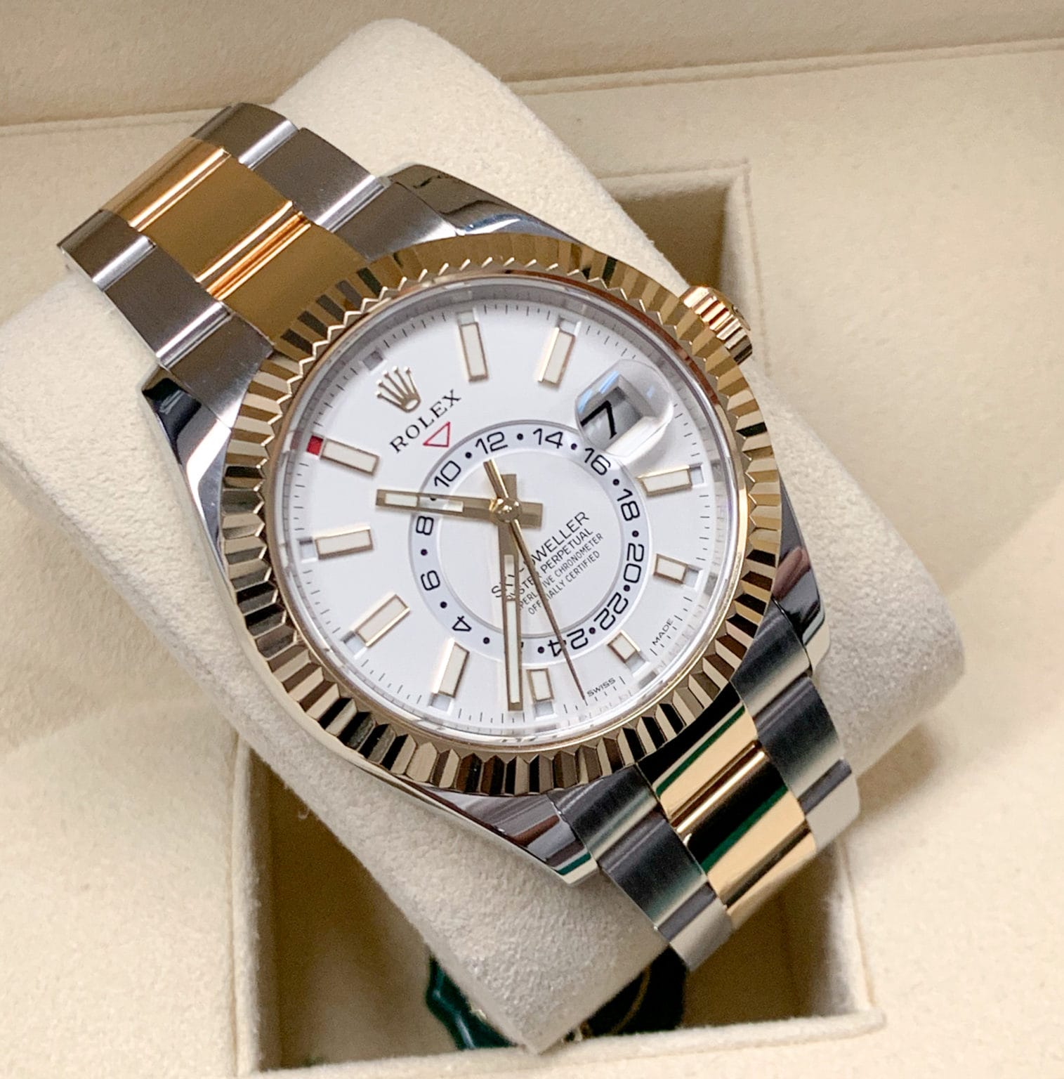 Rolex Sky Dweller 326933 White Dial 42mm Two Tone Yellow Gold Oyster