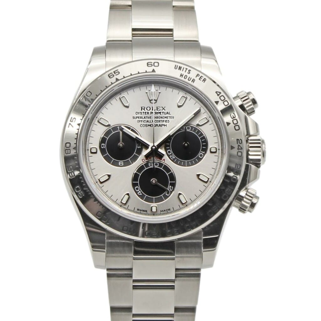 Rolex Daytona K White Gold Silver Dial With Black Sub Dials Mm