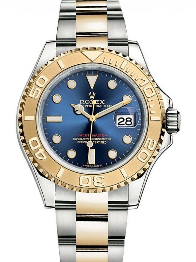 Rolex YachtMaster 40mm Steel and Gold Blue Dial Mens Watch 16623