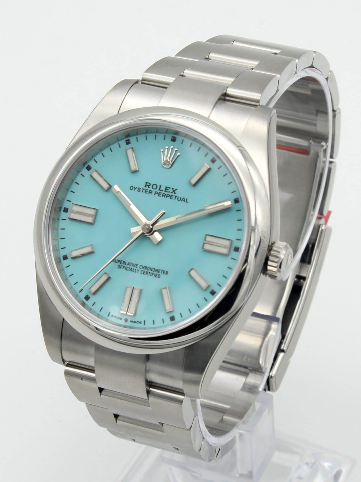 Rolex Oyster Perpetual 41mm Stainless Steel Turquoise Blue Tiffany Dial 124300 1 1535x2048 