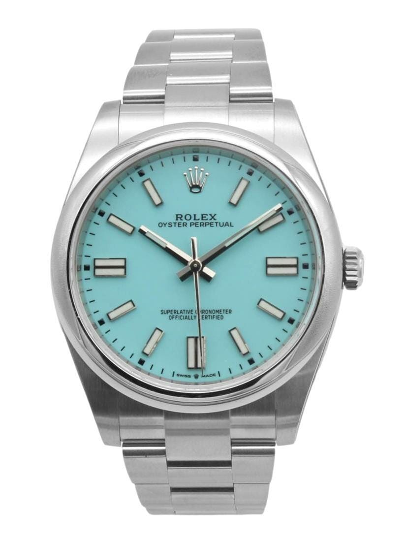 Rolex Oyster Perpetual 41mm Stainless Steel Turquoise Blue Tiffany Dial ...