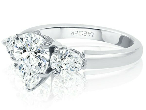 Three Stone Pear Shape Diamond Engagement Ring