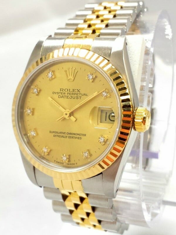 Rolex Ladies Datejust Steel and Gold Champagne Diamond Dial 178273