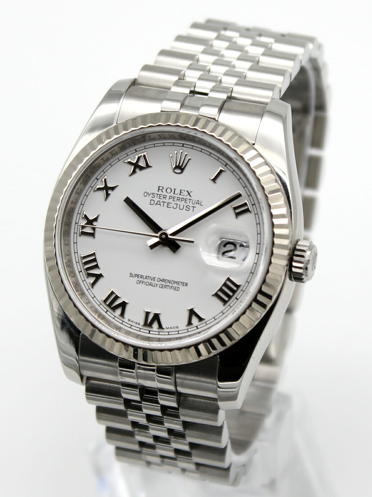 Rolex Datejust 36 Stainless Steel White Roman Dial 116234