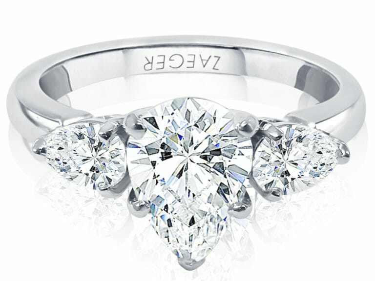 Three Stone Pear Shape Diamond Engagement Ring