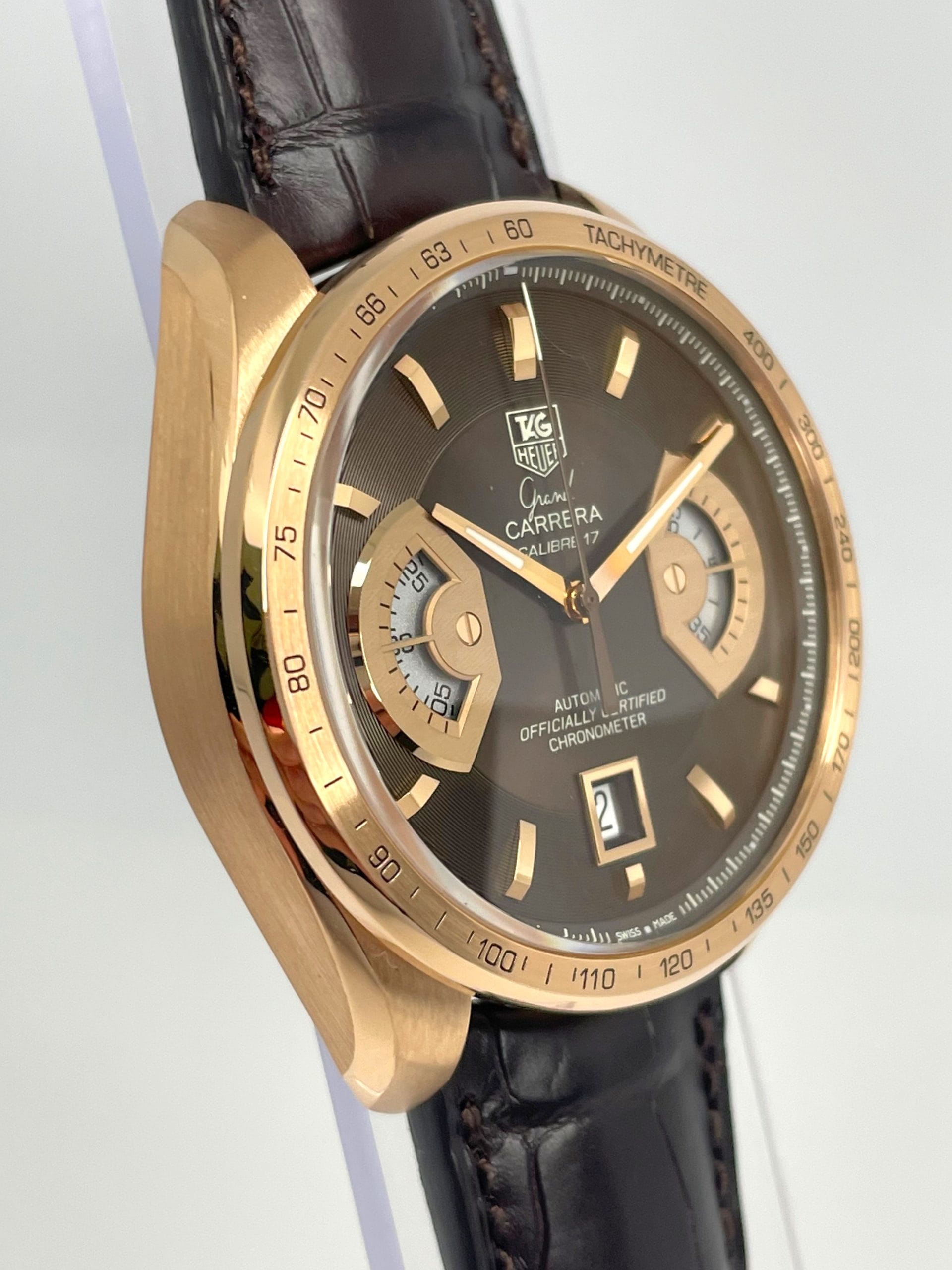 TAG Heuer  - Grand Carrera - Rose Gold - Chocolate Dial  (2014) - Luxury Watches | Buy Genuine Brands Rolex Omega IWC | Zaeger