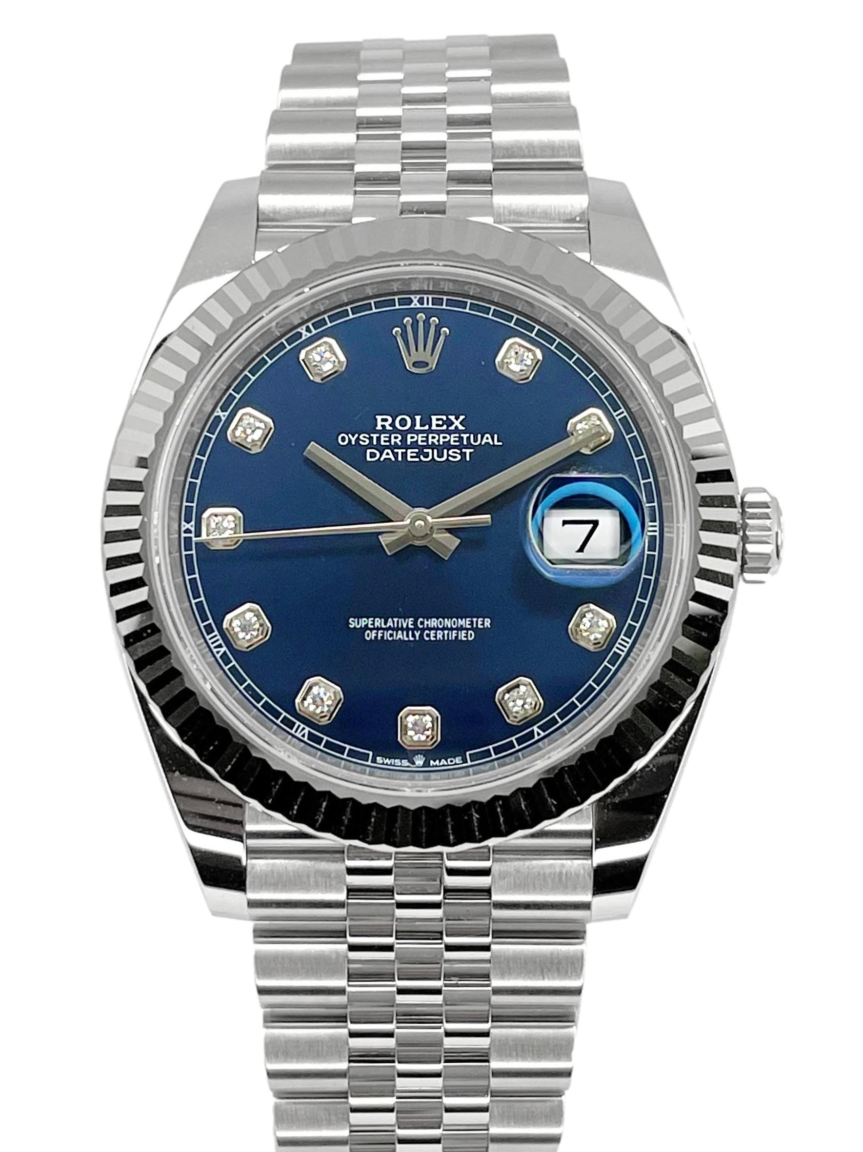 Rolex - 126334 - Datejust 41 - Stainless Steel - Blue Diamond Dial ...