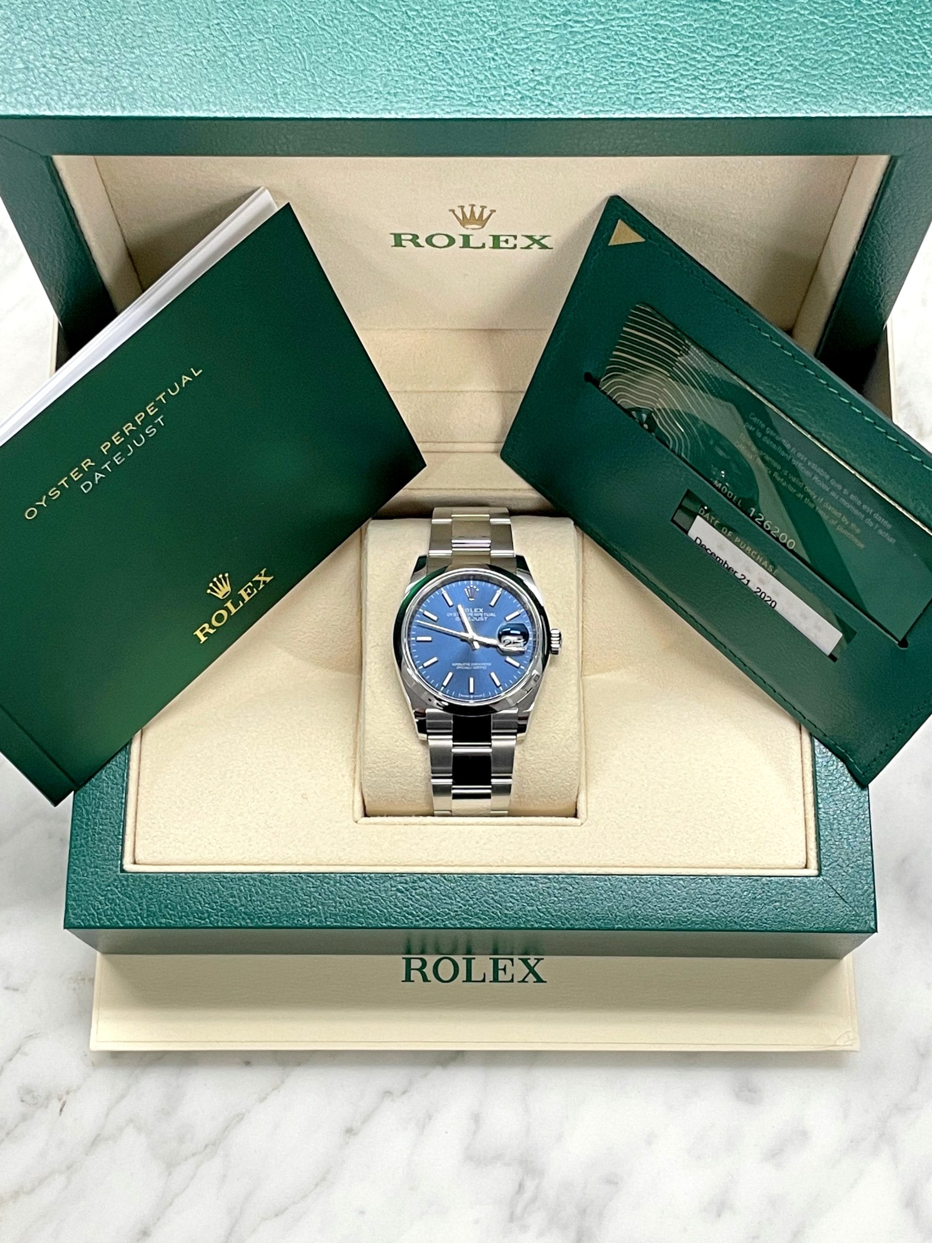 Rolex - Datejust 36 - 126200 - Blue Index Dial - Stainless Steel Smooth ...