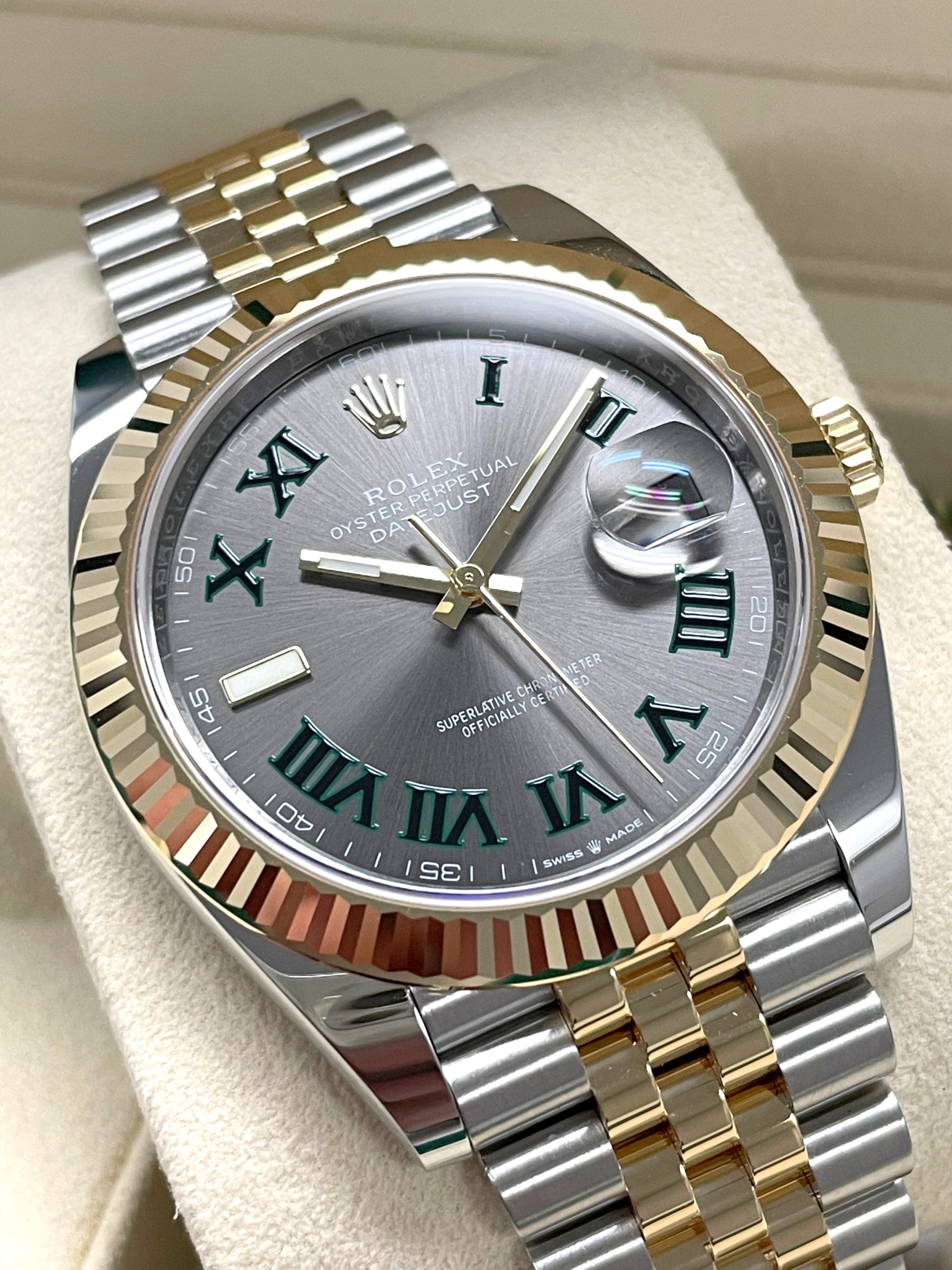 Rolex Datejust 41 Two Tone Wimbledon Dial Fluted Jubilee 126333 (2021 ...