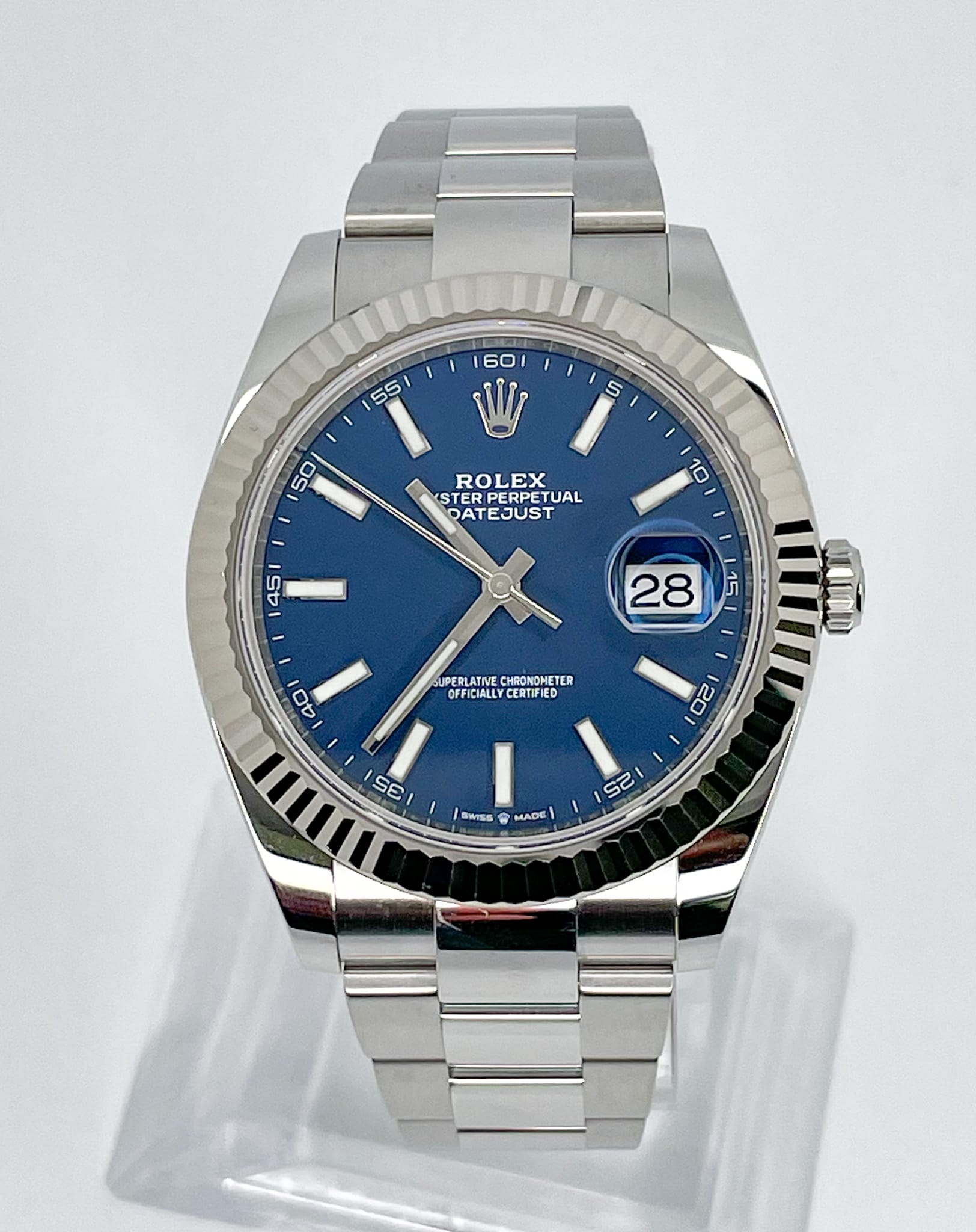 Rolex - Datejust 41 126334 Blue Index Dial Oyster Bracelet Fluted Bezel ...