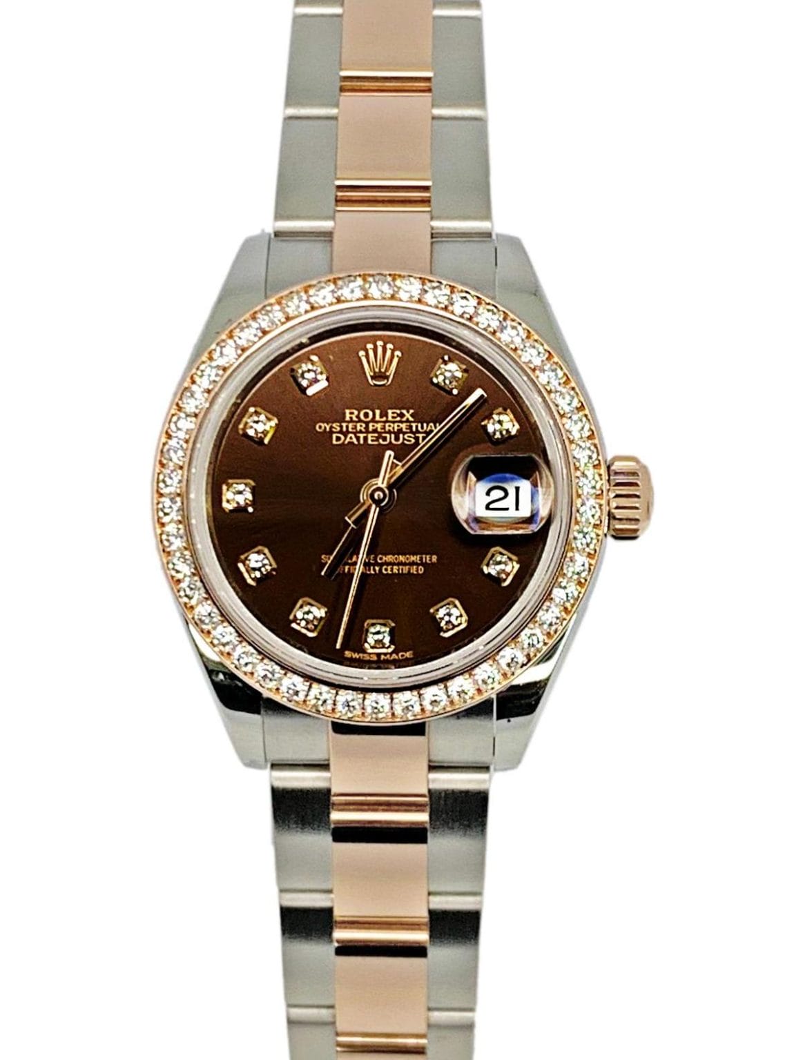 Rolex - Datejust 28 279381rbr Two Tone Rose Gold Chocolate Diamond Dial 