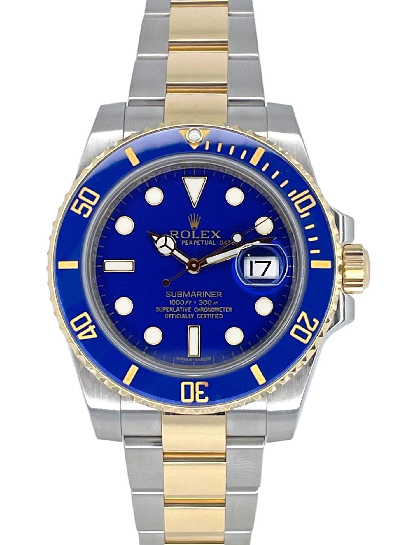 Rolex Submariner Date 116613LB 'Bluesy' 40mm Two Tone Yellow Gold Flat ...