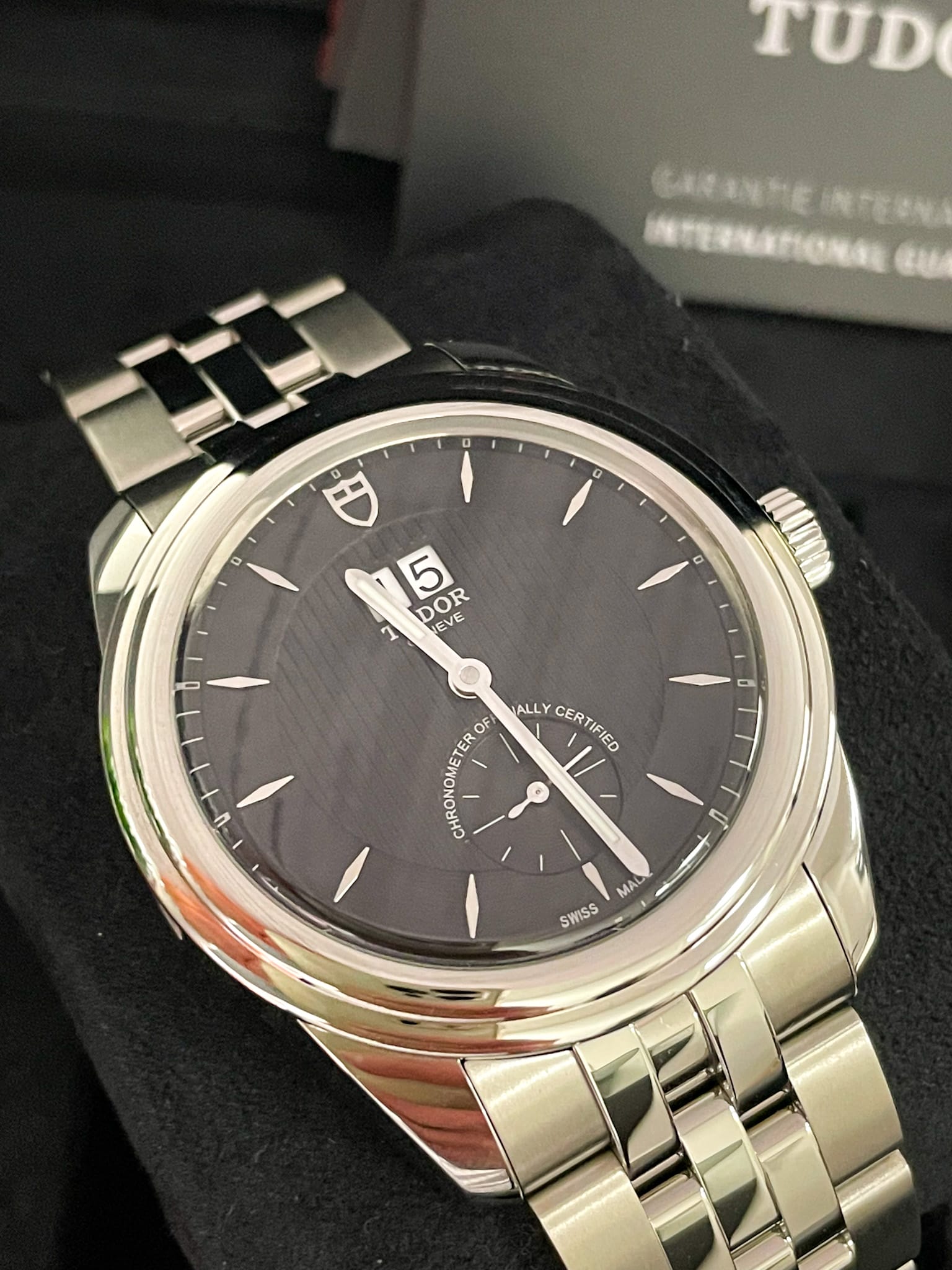 Tudor Glamour Double Date 57100-003 Stainless Steel Black Dial ...
