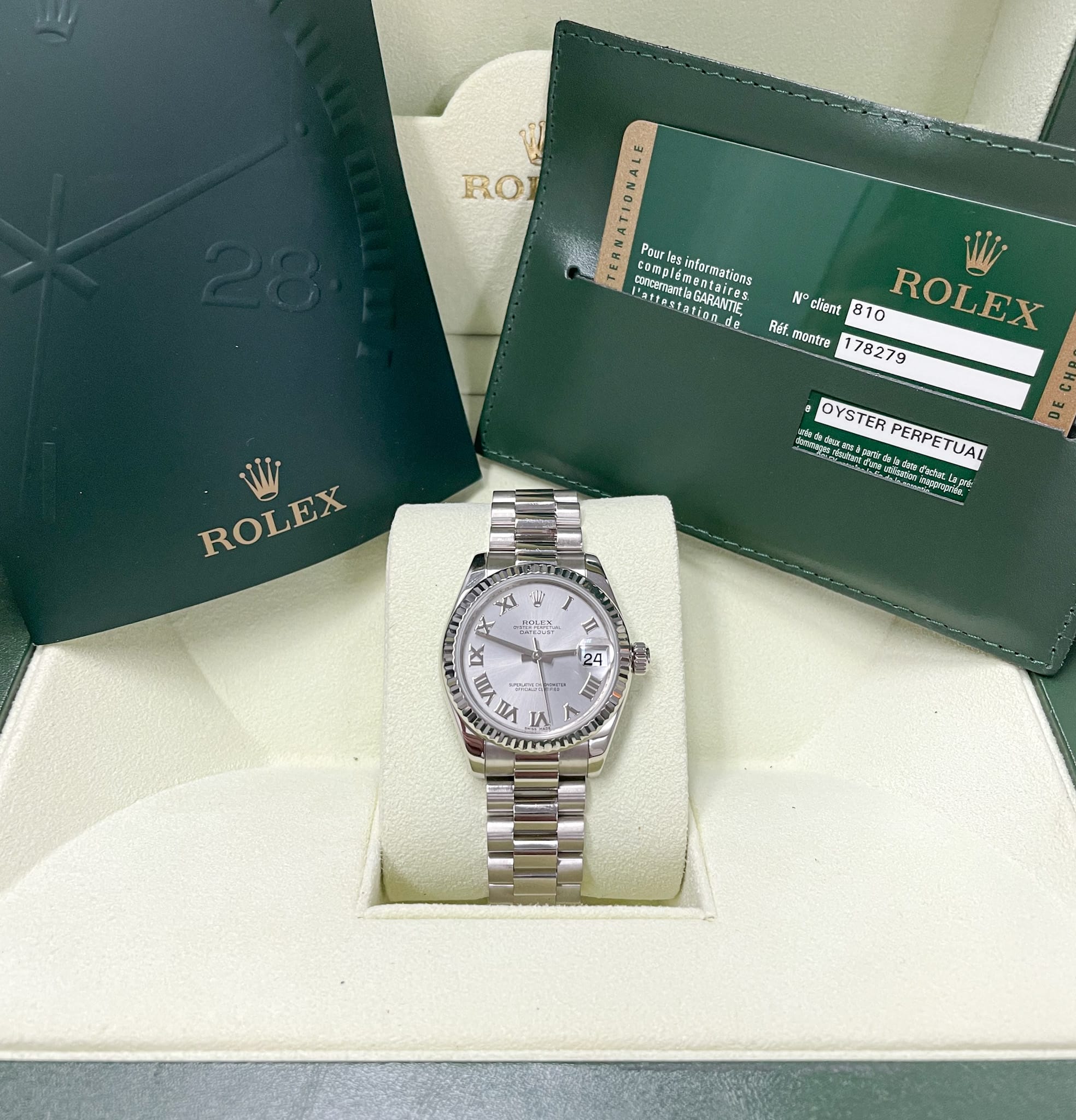 Rolex - Datejust 31 178279 Silver Roman Dial White Gold Presidential ...