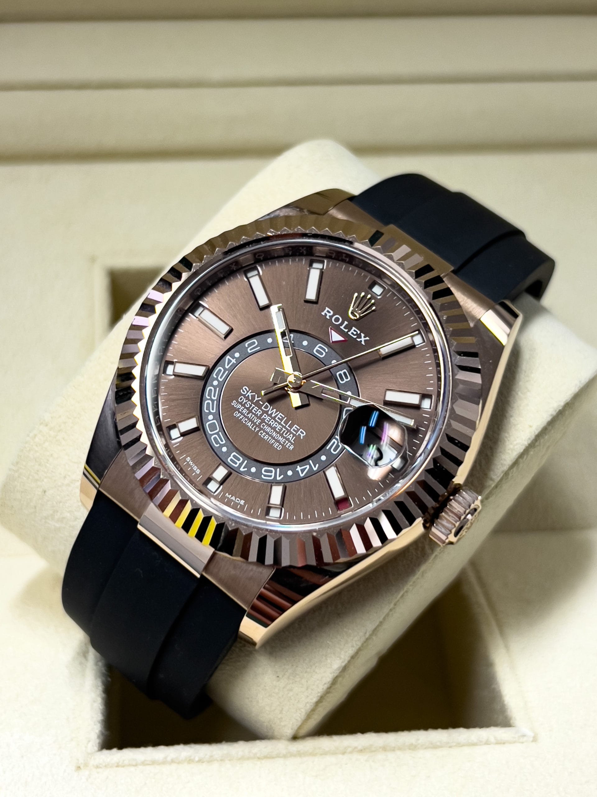 Rolex - Sky-Dweller 326235 Chocolate Dial Solid Rose Gold Oysterflex ...