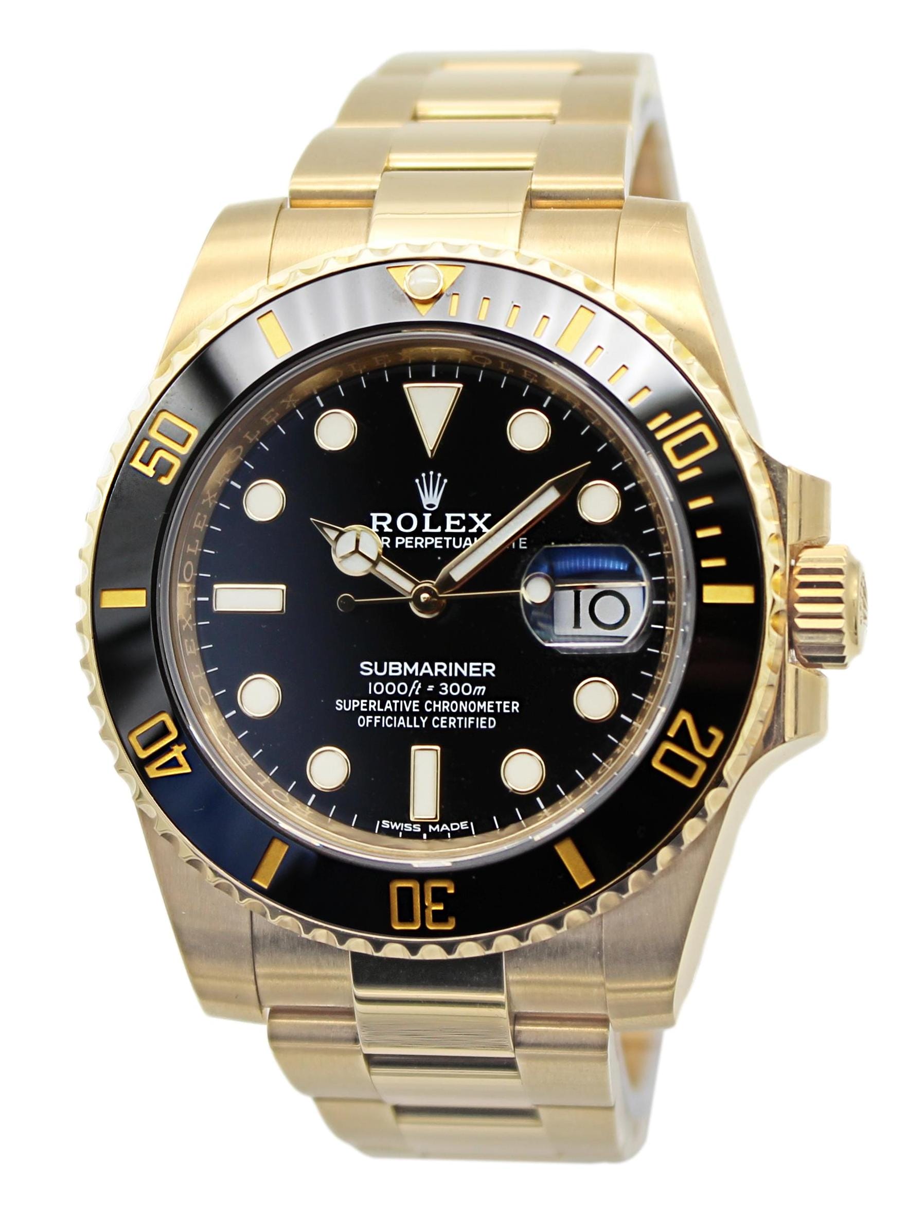 Rolex Submariner Date 116618LN Black Dial 18k Gold 40mm - Luxury Watches | Buy Genuine Brands Rolex Omega IWC | Zaeger