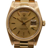 Rolex Day-Date 36 18038 Champagne Index Dial Solid Yellow Gold President Bracelet