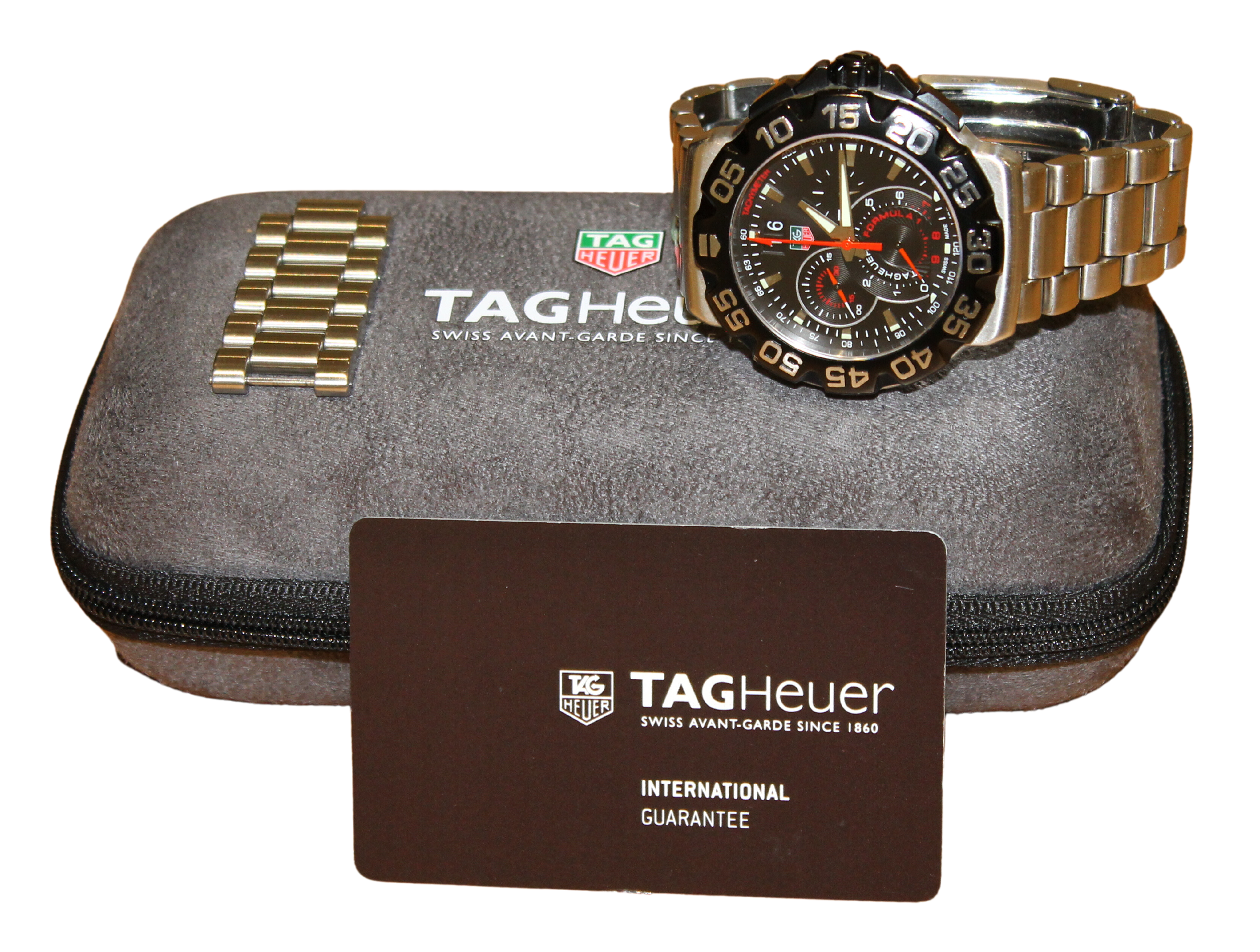 Tag Heuer Formula 1 Grande Date Chronograph Black Dial Stainless Steel Ref CAH1010.BA0854 Luxury Watches Buy Genuine Brands Rolex Omega IWC