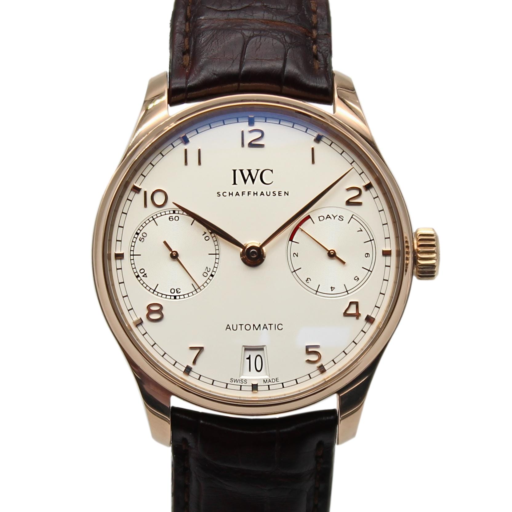 IWC Portugieser Automatic 18k Rose Gold Leather Strap 42.3mm IW500701 ...