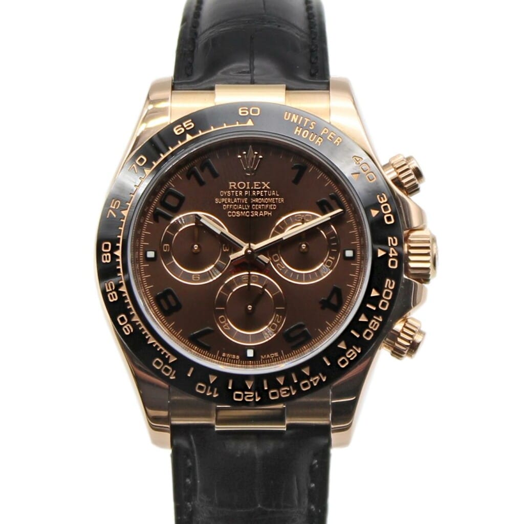 Rolex Daytona K Rose Gold Leather Strap Chocolate Dial Mm Model Luxury