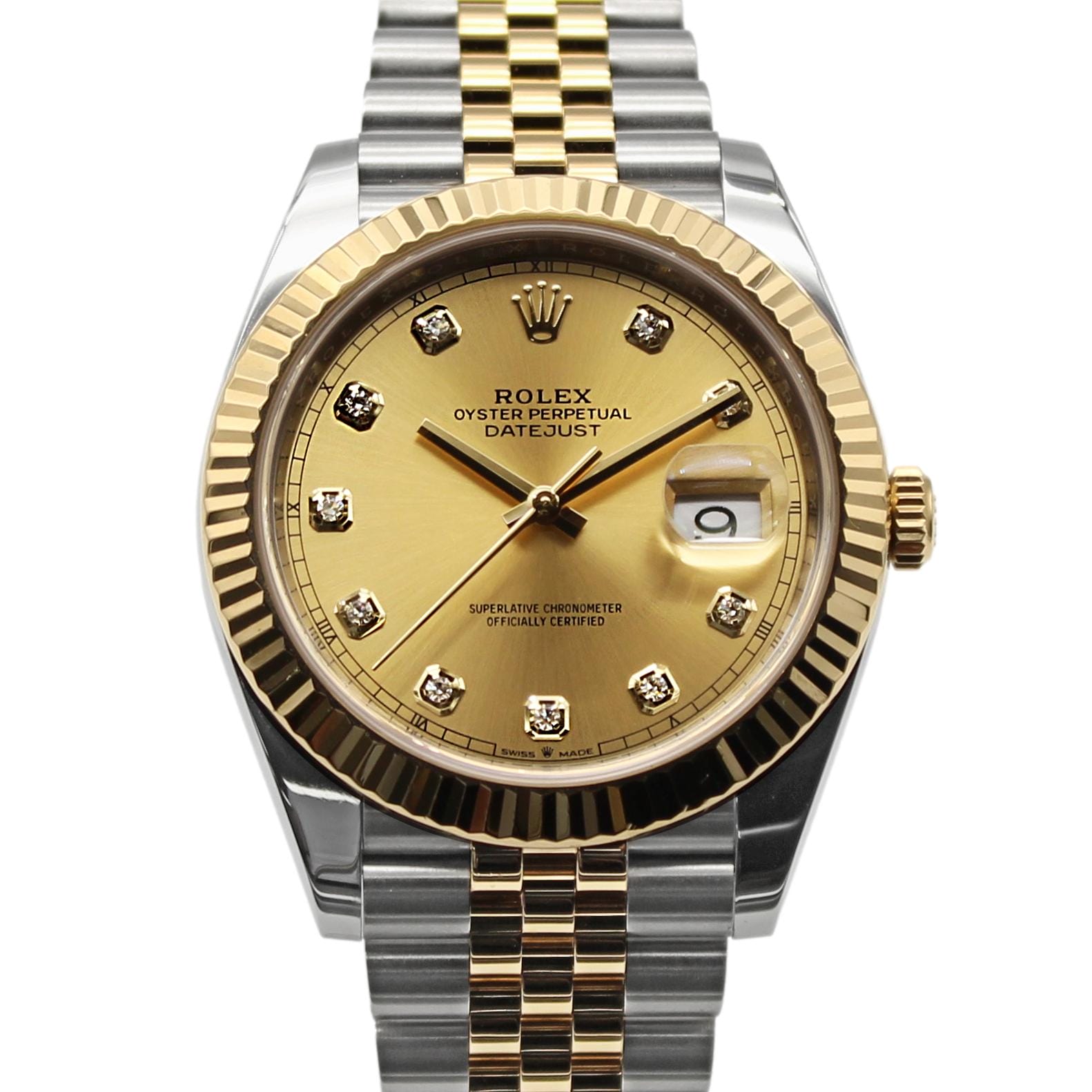 Rolex datejust clearance 41 champagne diamond