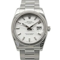 Rolex Datejust 34mm White Dial Stainless Steel Fluted Bezel Oyster Bracelet 115234