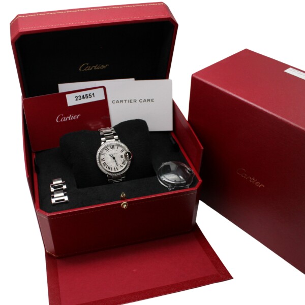 Cartier Ballon Bleu 33mm Silver Dial Diamond Bezel Stainless Steel W4BB0023 - Image 7