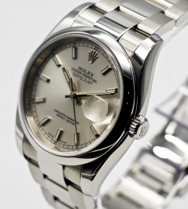 Rolex Datejust 36mm Silver Dial Stainless Steel Smooth Bezel Oyster Bracelet 116200 - Image 2