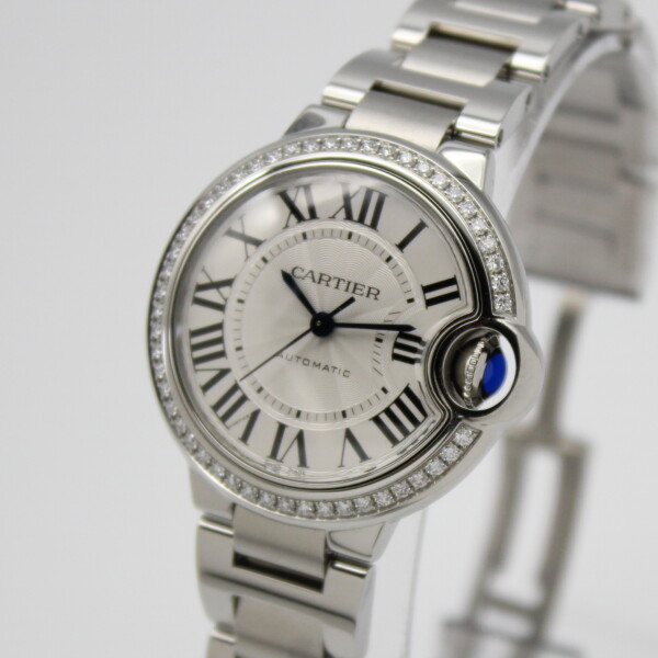 Cartier Ballon Bleu 33mm Silver Dial Diamond Bezel Stainless Steel W4BB0023 - Image 2