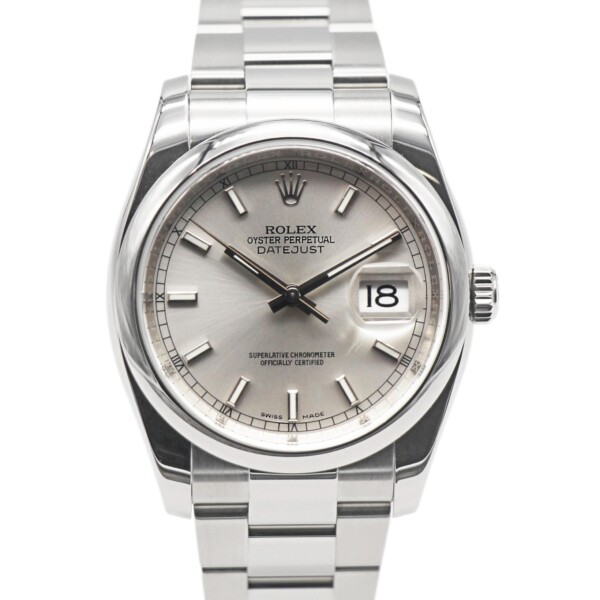 Rolex Datejust 36mm Silver Dial Stainless Steel Smooth Bezel Oyster Bracelet 116200