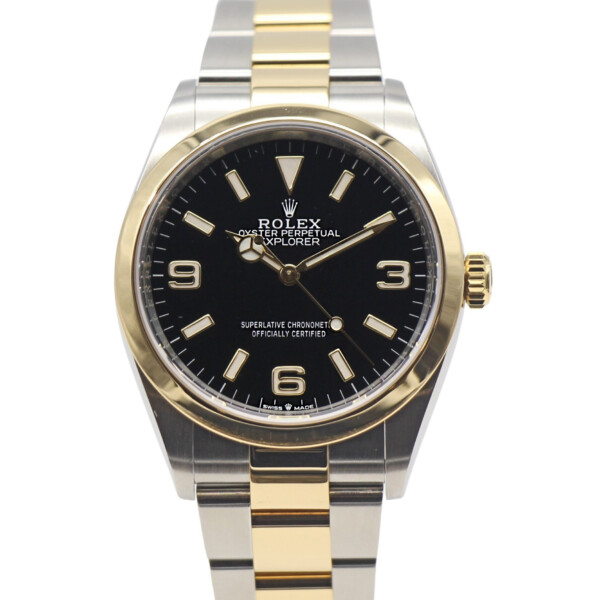 Rolex Explorer 36mm 18k Yellow Gold and Stainless Steel Black Dial Oyster Bracelet 124273