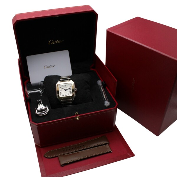 Cartier Santos Medium 35mm White Dial 18k Yellow Gold/Stainless Steel W2SA0016 - Image 7