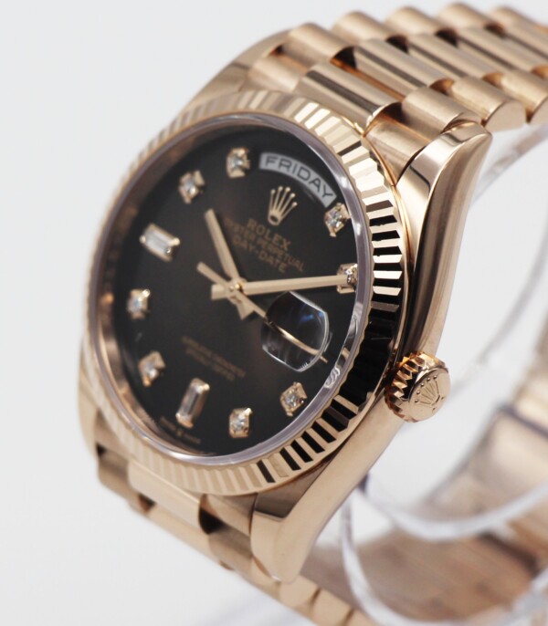 Rolex Day-Date 36mm Brown Ombré Diamond Dial Everose Gold 128235 - Image 2