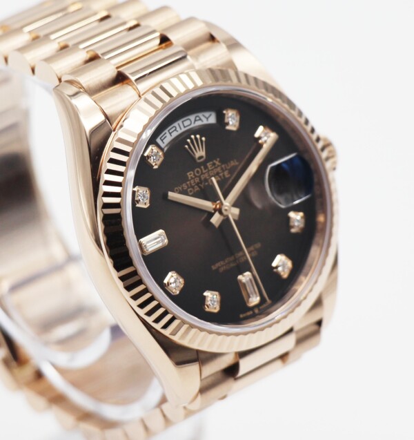 Rolex Day-Date 36mm Brown Ombré Diamond Dial Everose Gold 128235 - Image 3