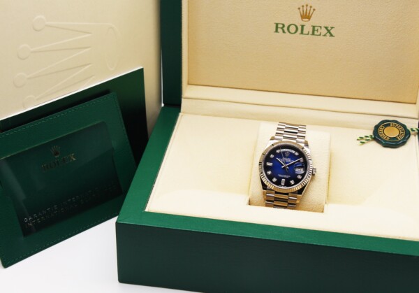 Rolex Day-Date 36 Blue Ombré Diamond Dial 18K White Gold 128239 - Image 7