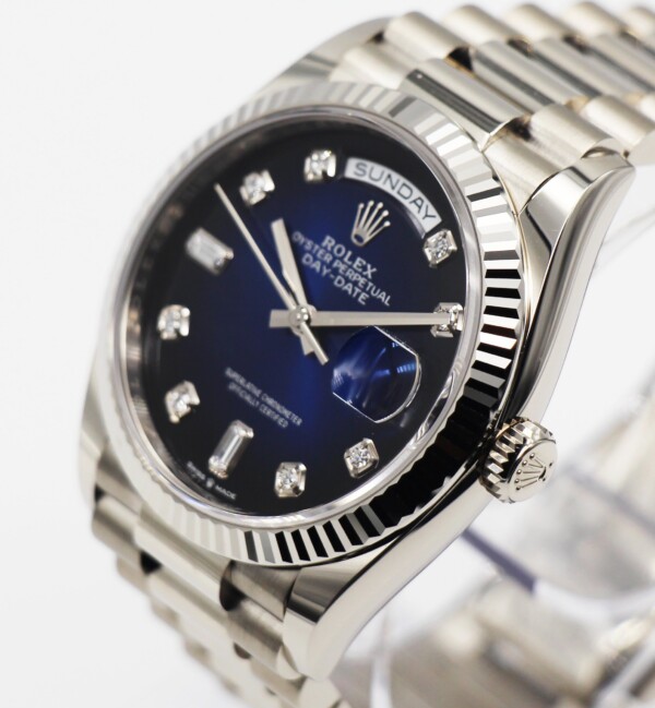 Rolex Day-Date 36 Blue Ombré Diamond Dial 18K White Gold 128239 - Image 3