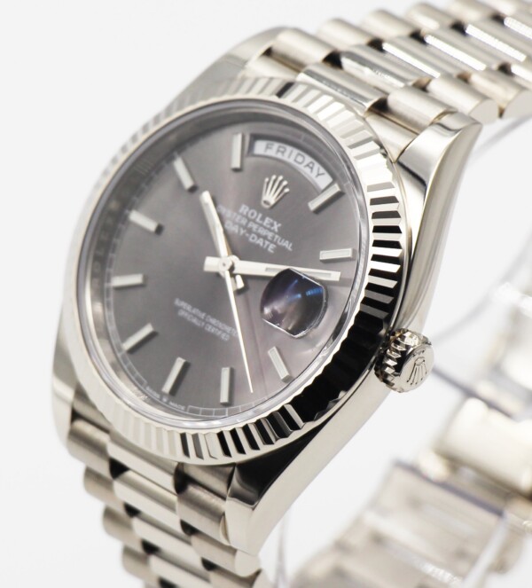 Rolex Day-Date 40 White Gold Slate Dial Fluted Bezel President Bracelet 228239 - Image 2