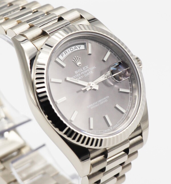 Rolex Day-Date 40 White Gold Slate Dial Fluted Bezel President Bracelet 228239 - Image 3