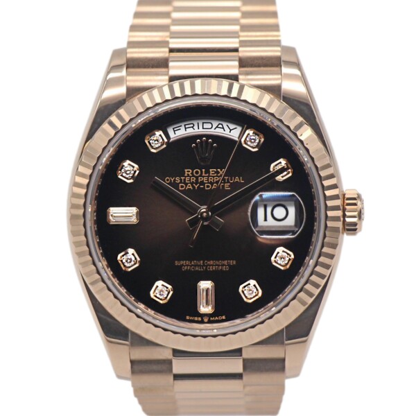Rolex Day-Date 36mm Brown Ombré Diamond Dial Everose Gold 128235