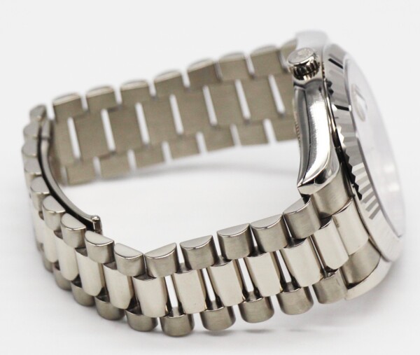 Rolex Day-Date 2 18k White Gold 41mm Ivory Dial Fluted Bezel President Bracelet 218239 - Image 5
