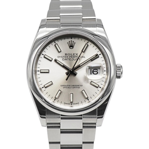 Rolex Datejust 36mm Smooth Bezel Oyster Bracelet Silver Dial 126200