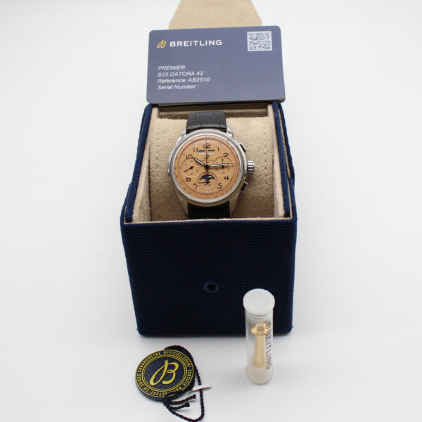 Breitling Premier B25 Datora Triple Calendar Moonphase Salmon Dial AB2510 - Image 5