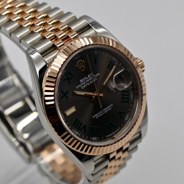Rolex Datejust 41mm Two Tone Rose Gold Wimbledon Dial Jubilee Bracelet 126331 - Image 3
