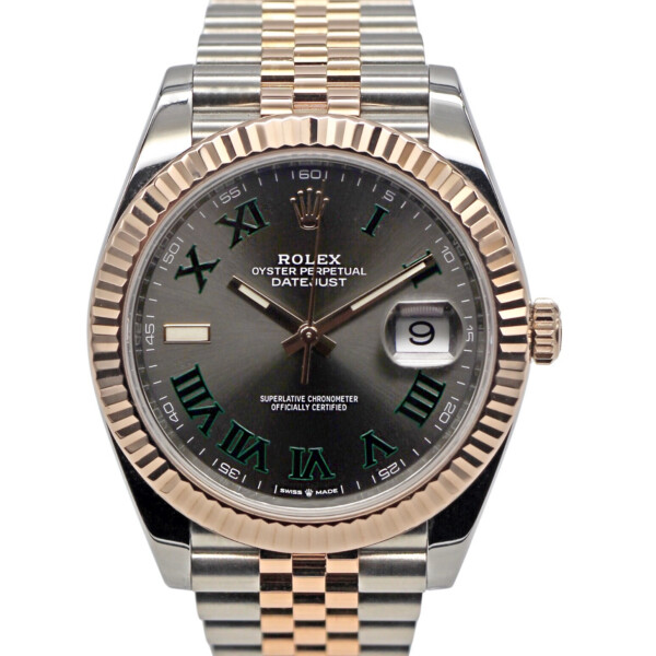Rolex Datejust 41mm Two Tone Rose Gold Wimbledon Dial Jubilee Bracelet 126331