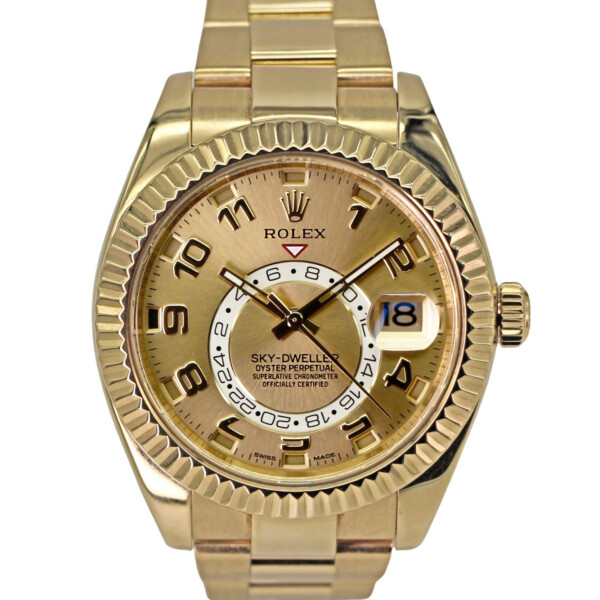 Rolex Sky-Dweller Champagne Dial 18k Yellow Gold Oyster Bracelet 326938