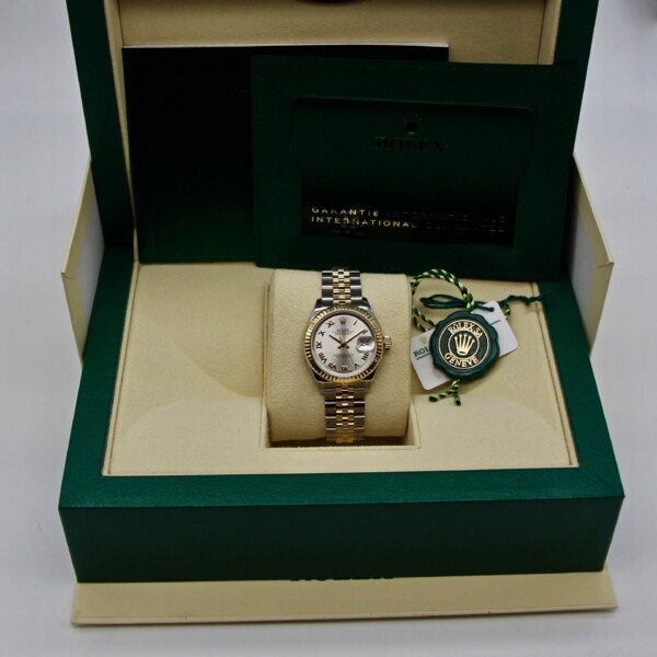 Rolex Lady Datejust 28mm Two-Tone Silver Roman Dial Jubilee Bracelet Fluted Bezel 279173 - Image 7
