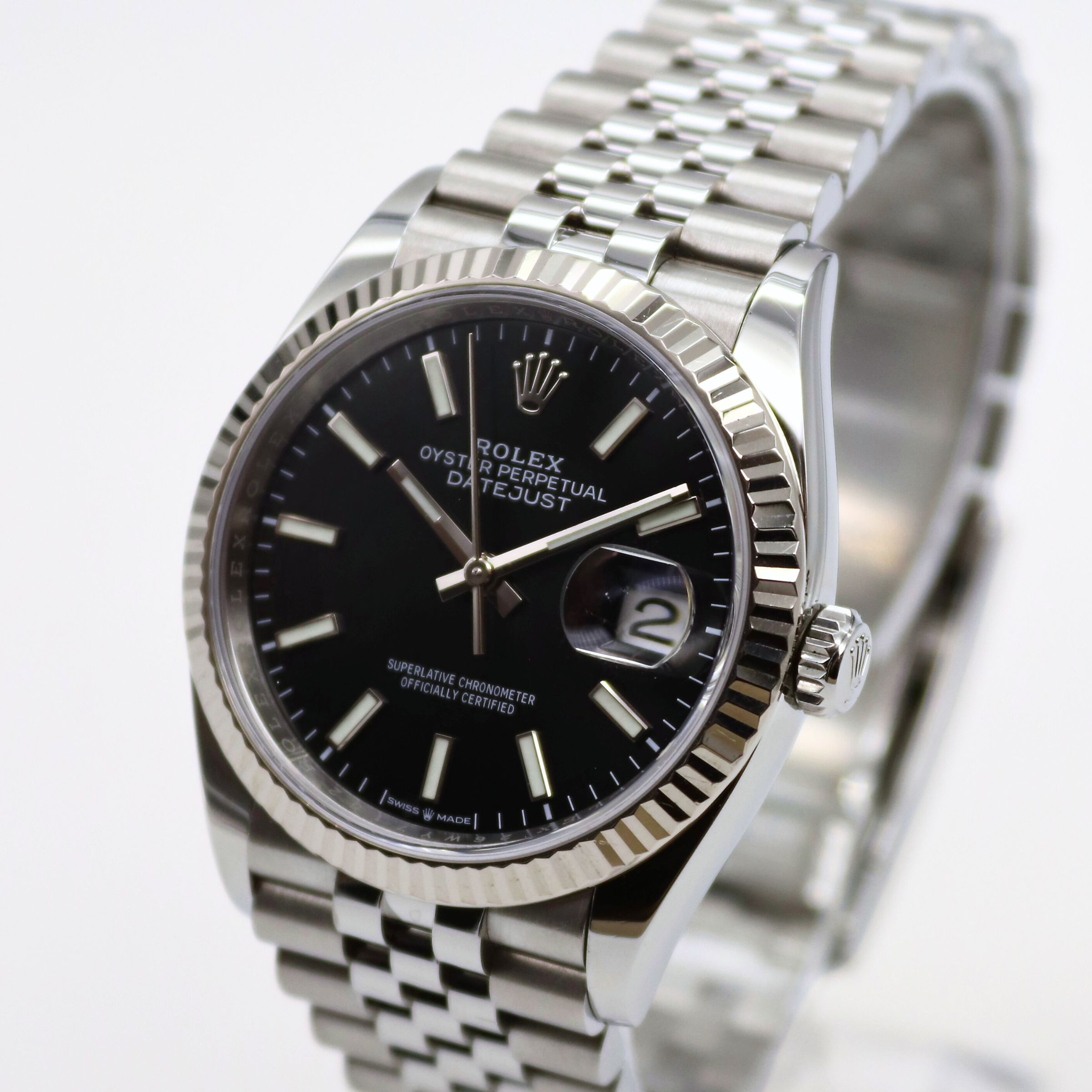 Rolex Datejust 36mm Black Dial Fluted Bezel Jubilee Bracelet Stainless Steel 126234 - Image 2