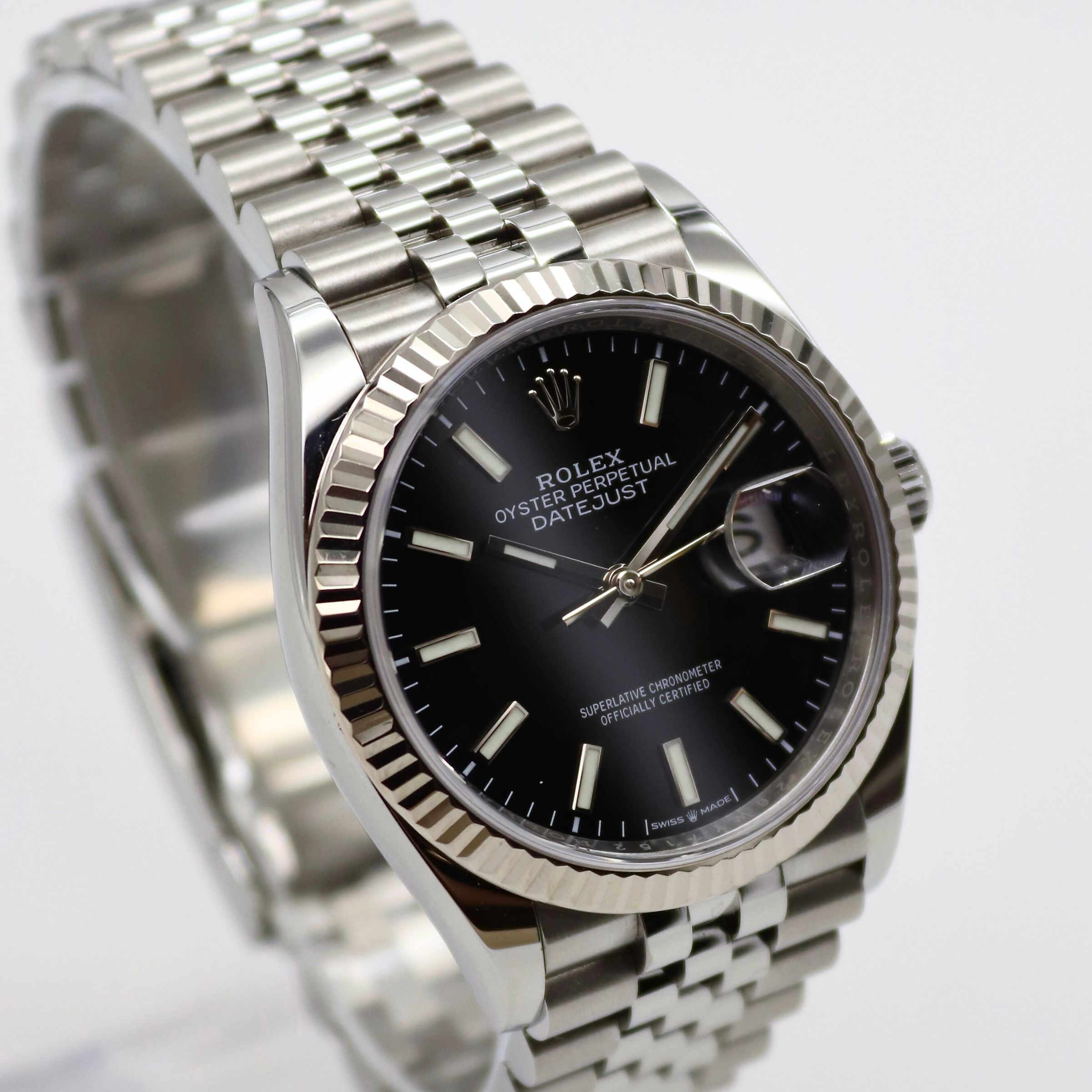 Rolex Datejust 36mm Black Dial Fluted Bezel Jubilee Bracelet Stainless Steel 126234 - Image 3