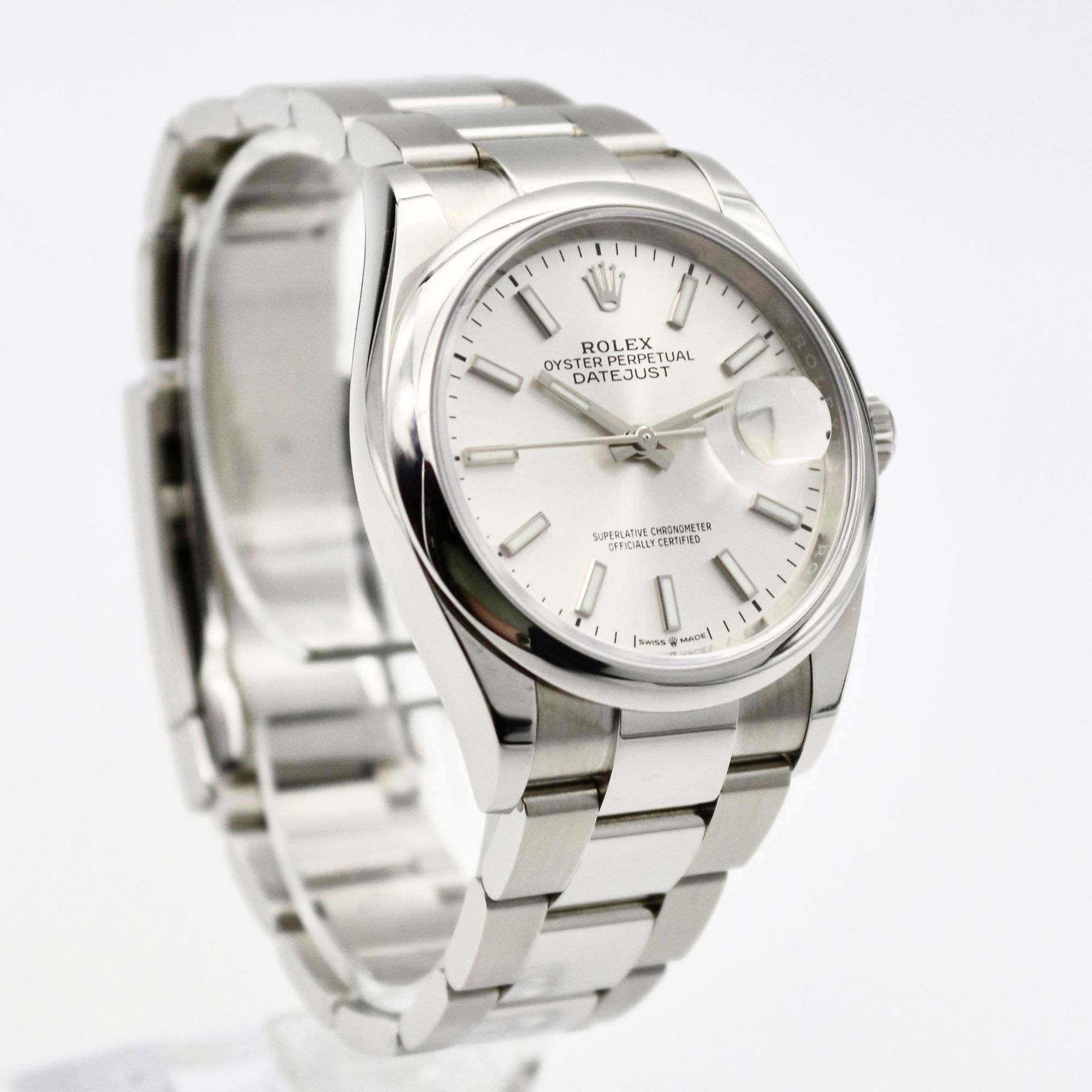 Rolex Datejust 36mm Smooth Bezel Oyster Bracelet Silver Dial 126200 - Image 3