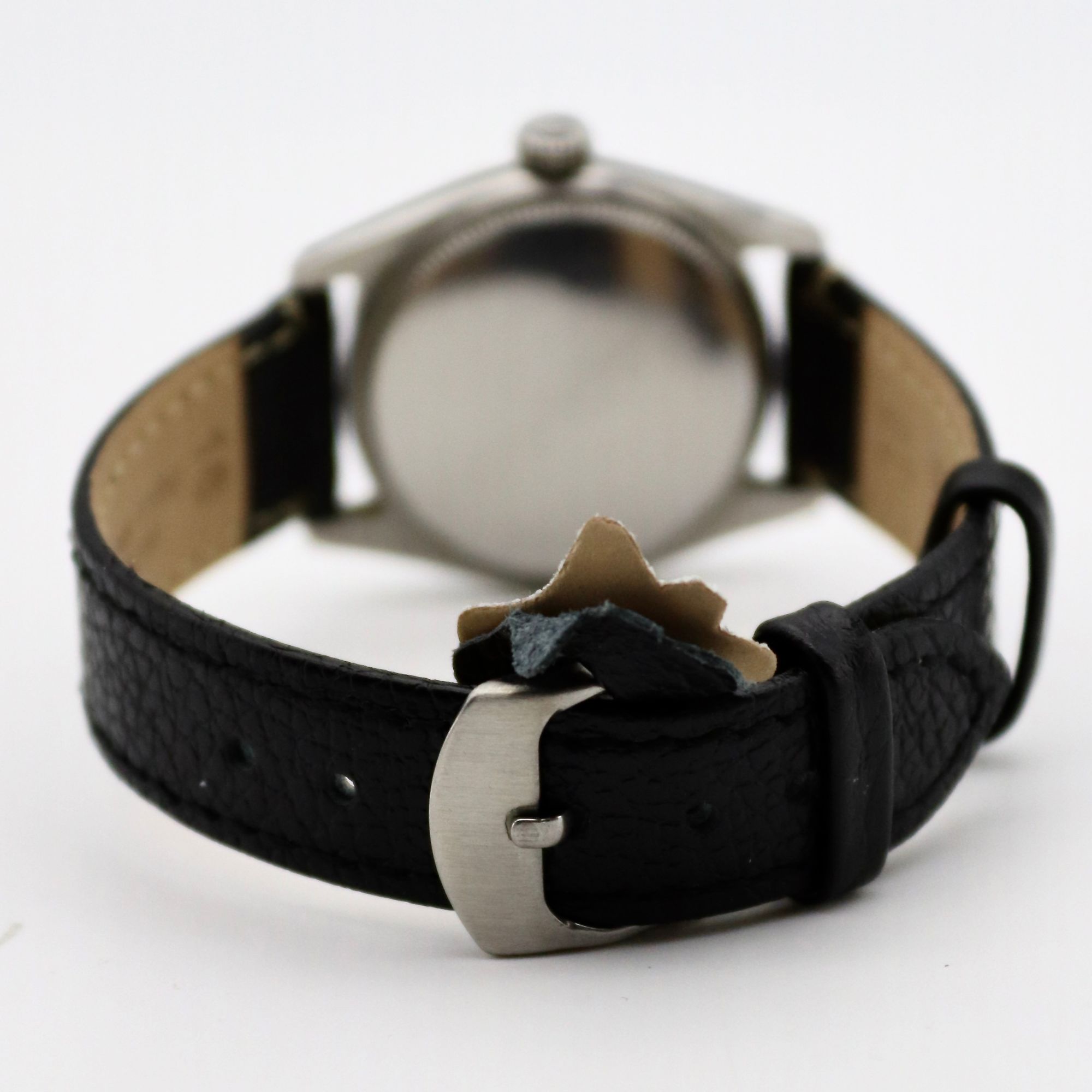 Rolex OysterDate Precision 31mm White Dial Stainless Steel Black Leather Strap 6466 - Image 4